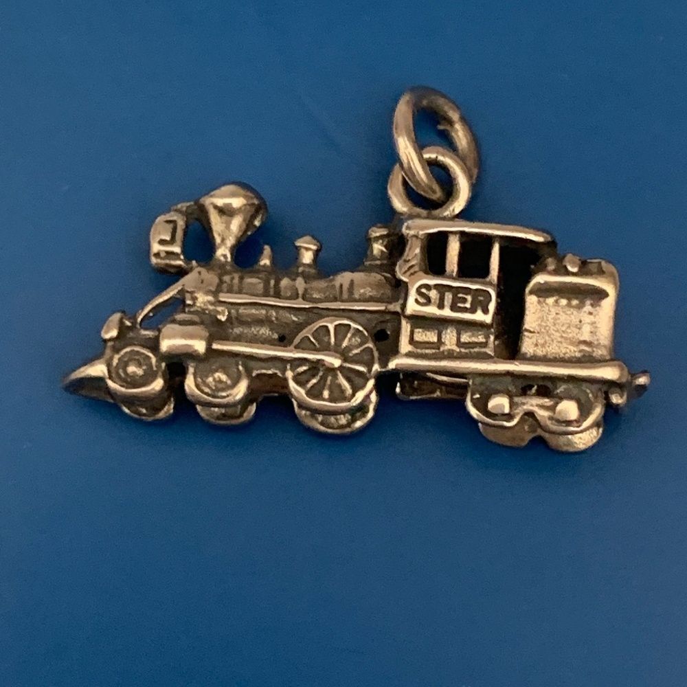 Train with Scoop on front Sterling Silver Jewelry Charm #travel #railroad